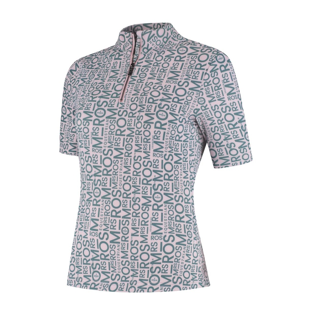 Mrs. Ros Blush Noir Multilogo Short Sleeve Training Top